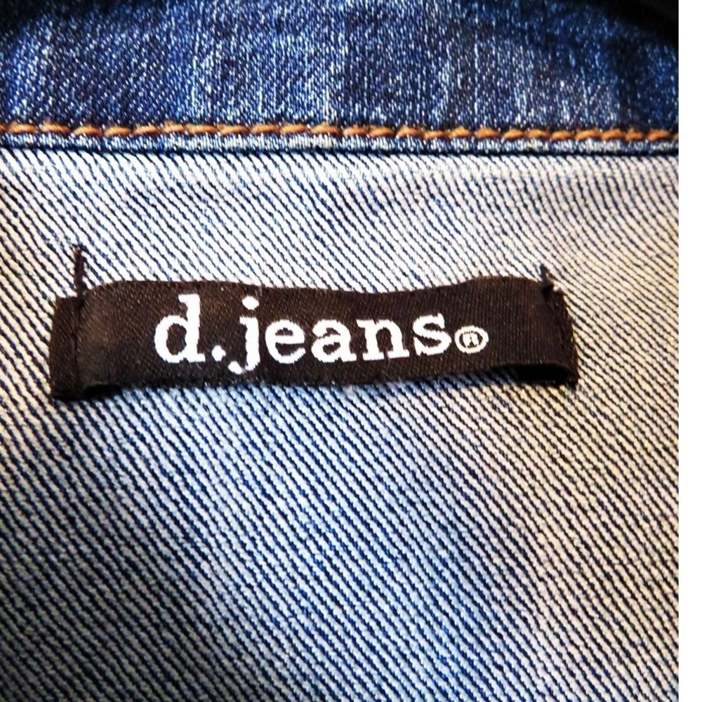 D Jeans Medium Wash Denim Jacket‎ Size M Classic Cropped Jacket Stretch Trucker - Picture 6 of 8